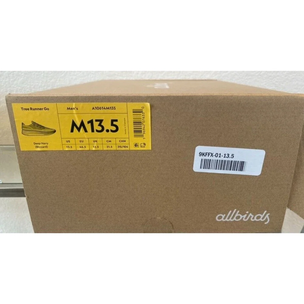 Allbirds Tree Runner Go Running Shoes Mens 13.5 Navy Blue White Retail Box